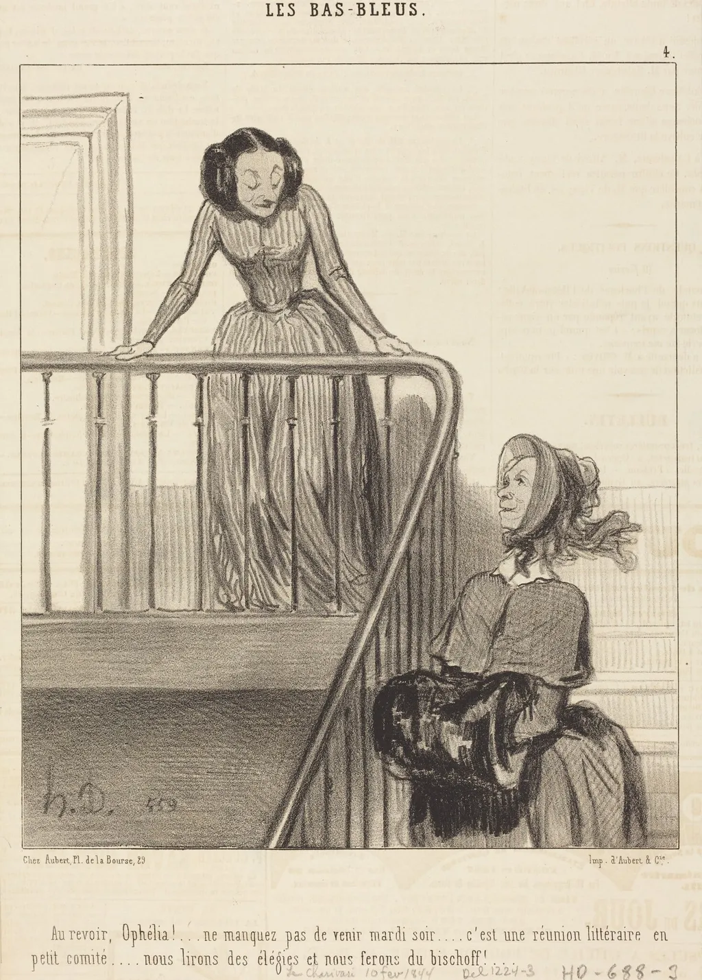 Au revoir, Ophélia!... ne manquez pas..., by Honoré Daumier, ink, 1844