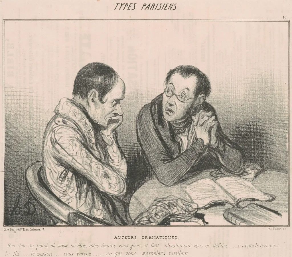 Auteurs dramatiques, by Honoré Daumier, ink, 1839