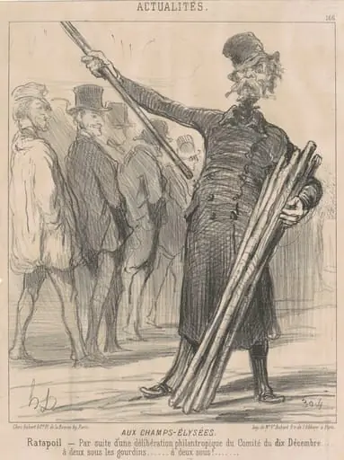 Aux Champs-Elysées, Ratapoil. Par suite d'une délibération philantropique [sic] du Comité du dix Décembre...à deux sous à club...deux sous..., by Honoré Daumier