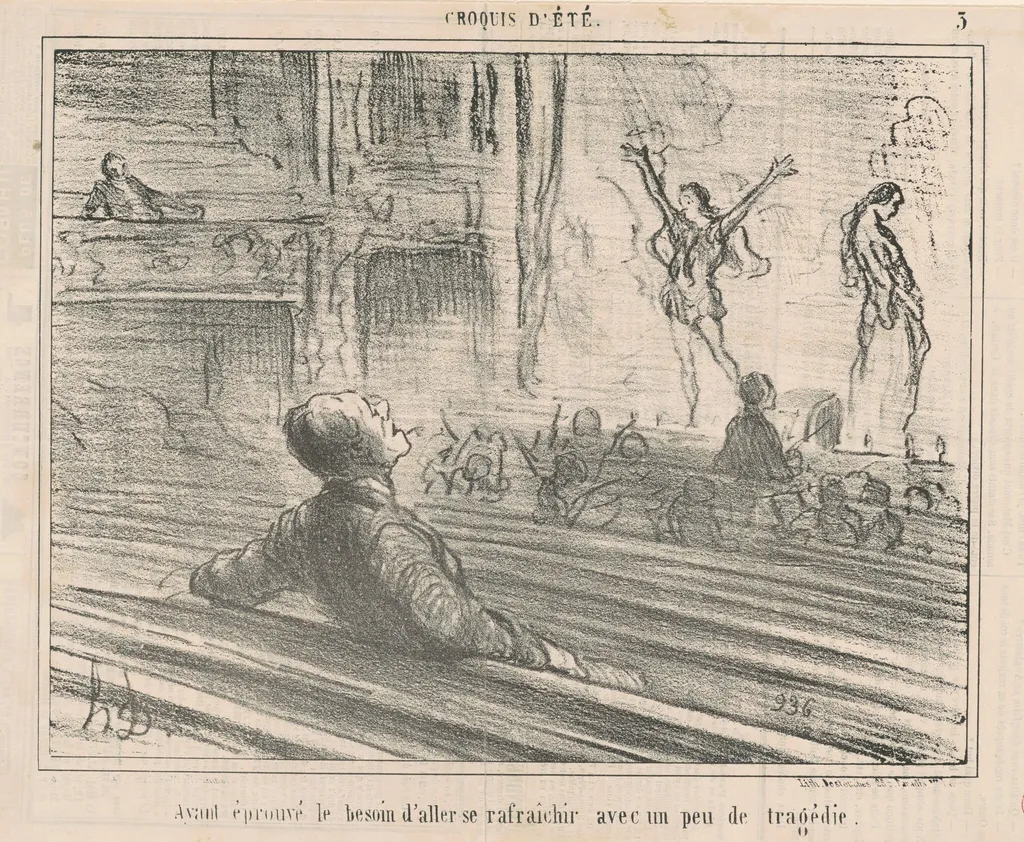 Ayant éprouvé le besoin de se rafraichir avec ..., by Honoré Daumier, ink, 1856