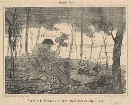 Ayant eu la facheuse idée d'aller ... au bord de l'eau, by Honoré Daumier