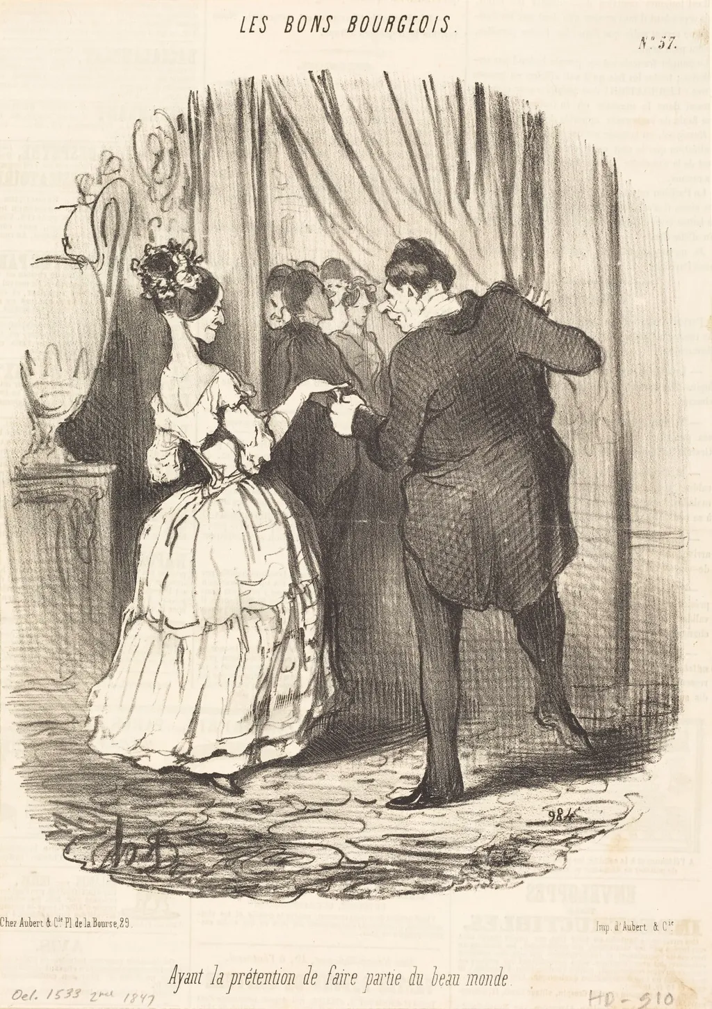 Ayant la prétention de faire partie du beau monde, by Honoré Daumier, ink, 1847