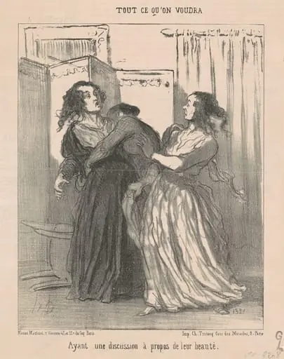Ayant une discussion a propos de leur beauté, by Honoré Daumier