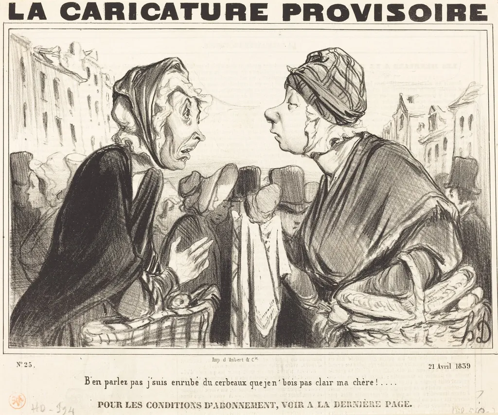 B'en parlez pas j'suis enrubé du cerbeaux..., by Honoré Daumier, ink, 1839