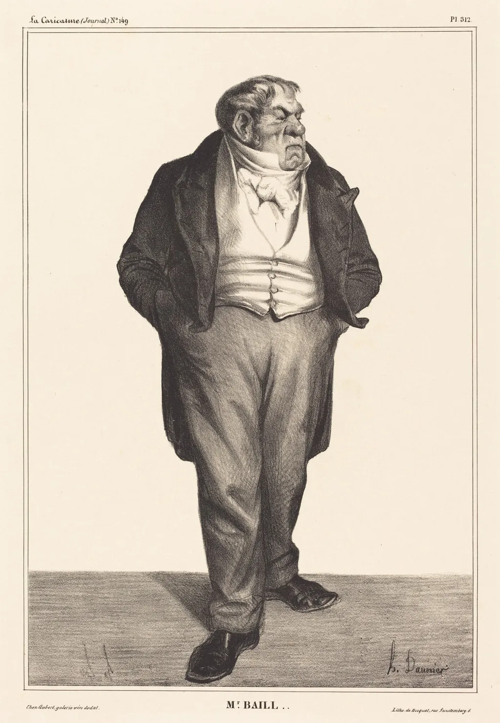 Baillot, by Honoré Daumier, ink, 1833