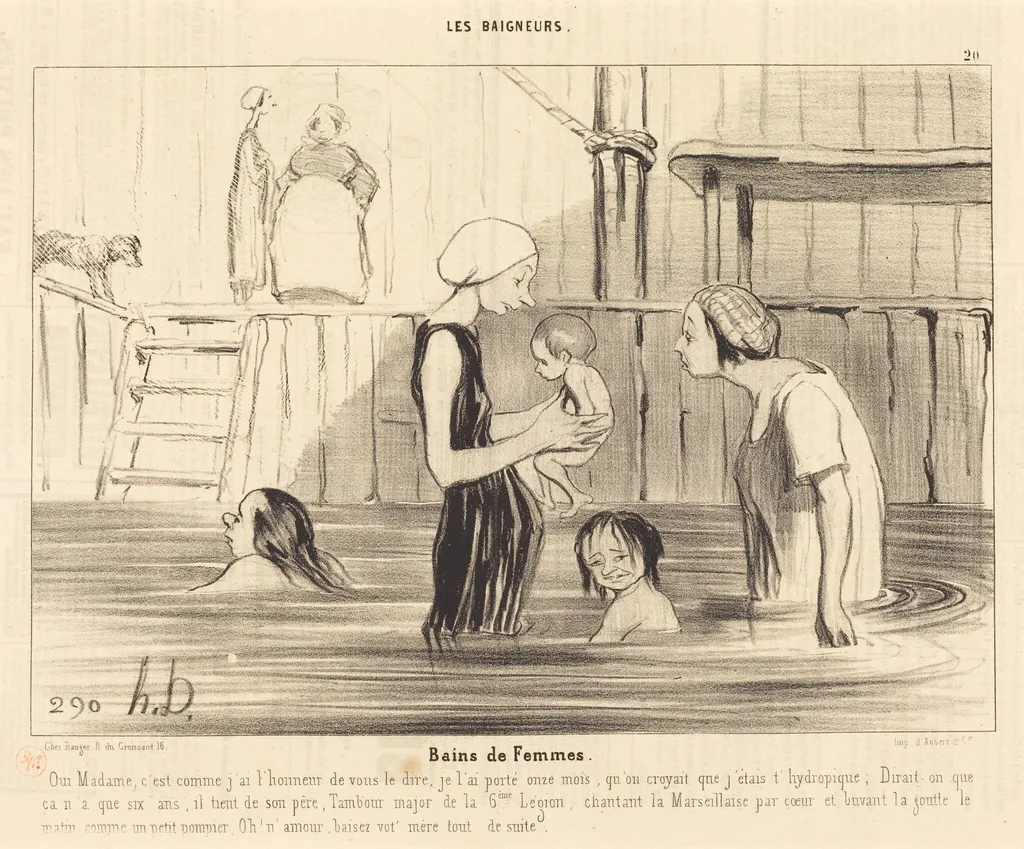 Bains de Femmes, by Honoré Daumier, ink, 1841