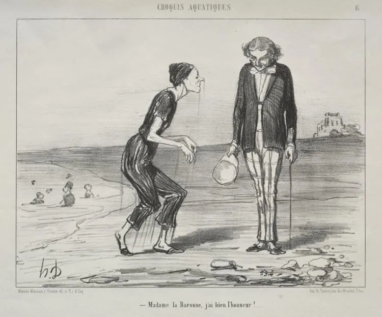 Baroness, it is my honor!..., by Honoré Daumier, 1853