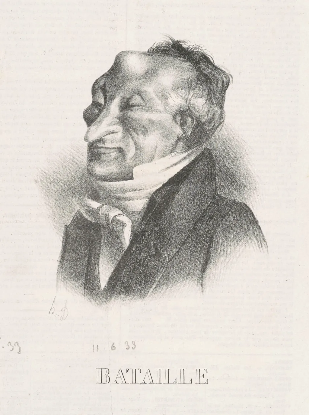 Bataille (Alex. Simon Pataille), by Honoré Daumier, ink, 1833