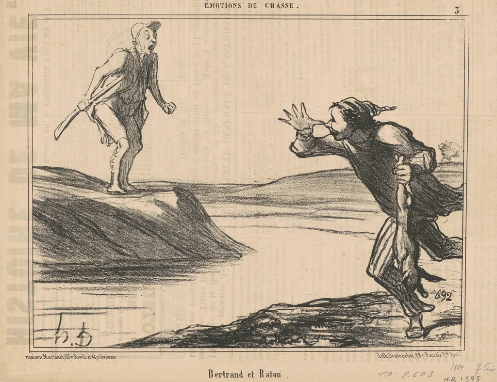 Bertrand et Raton, by Honoré Daumier, ink, 1854