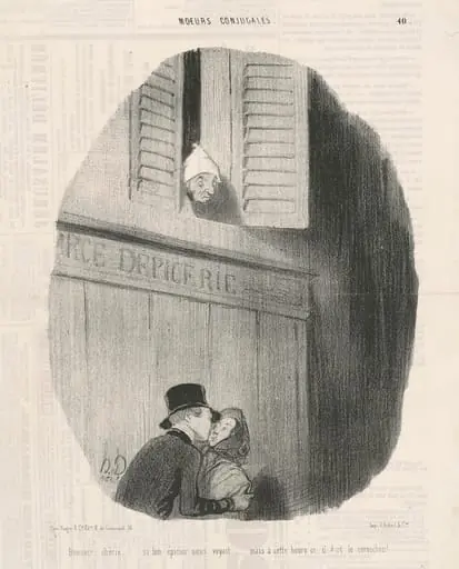 Bonsoir chérie...si ton épicier nous voyait..., by Honoré Daumier