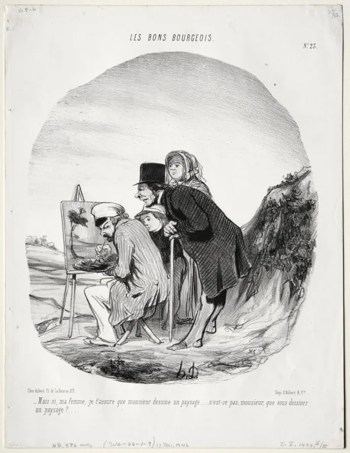 But yes, my dear, I assure you that this gentleman is drawing a landscape..., by Honoré Daumier, 1846