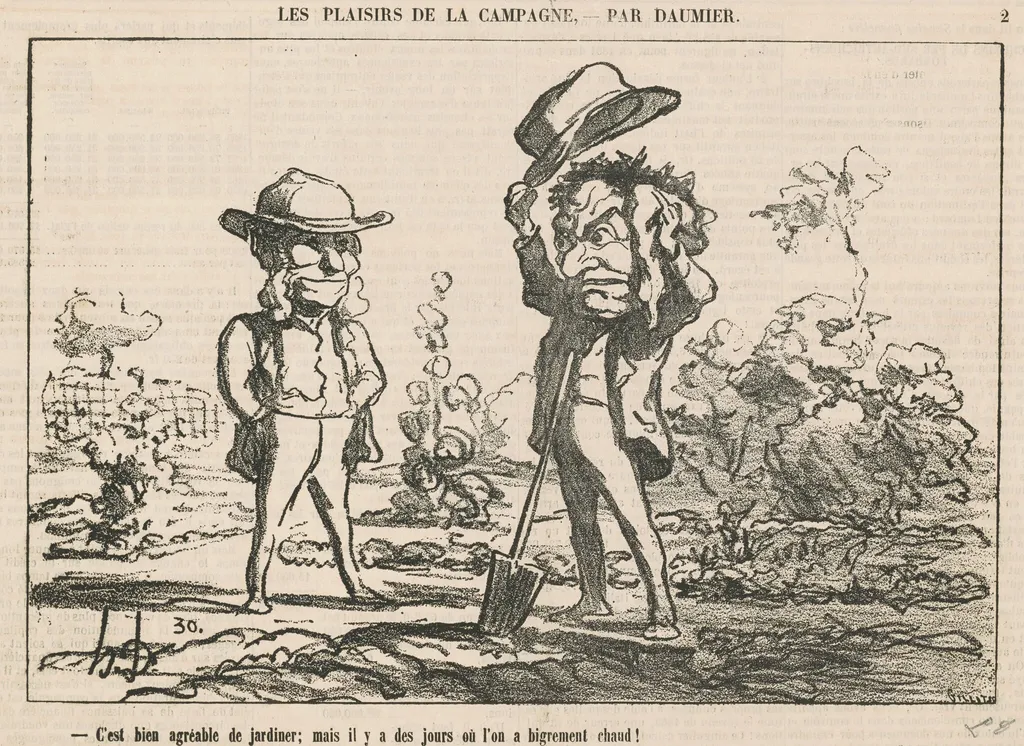 C'est bien agréable de jardiner, by Honoré Daumier, ink, 1865