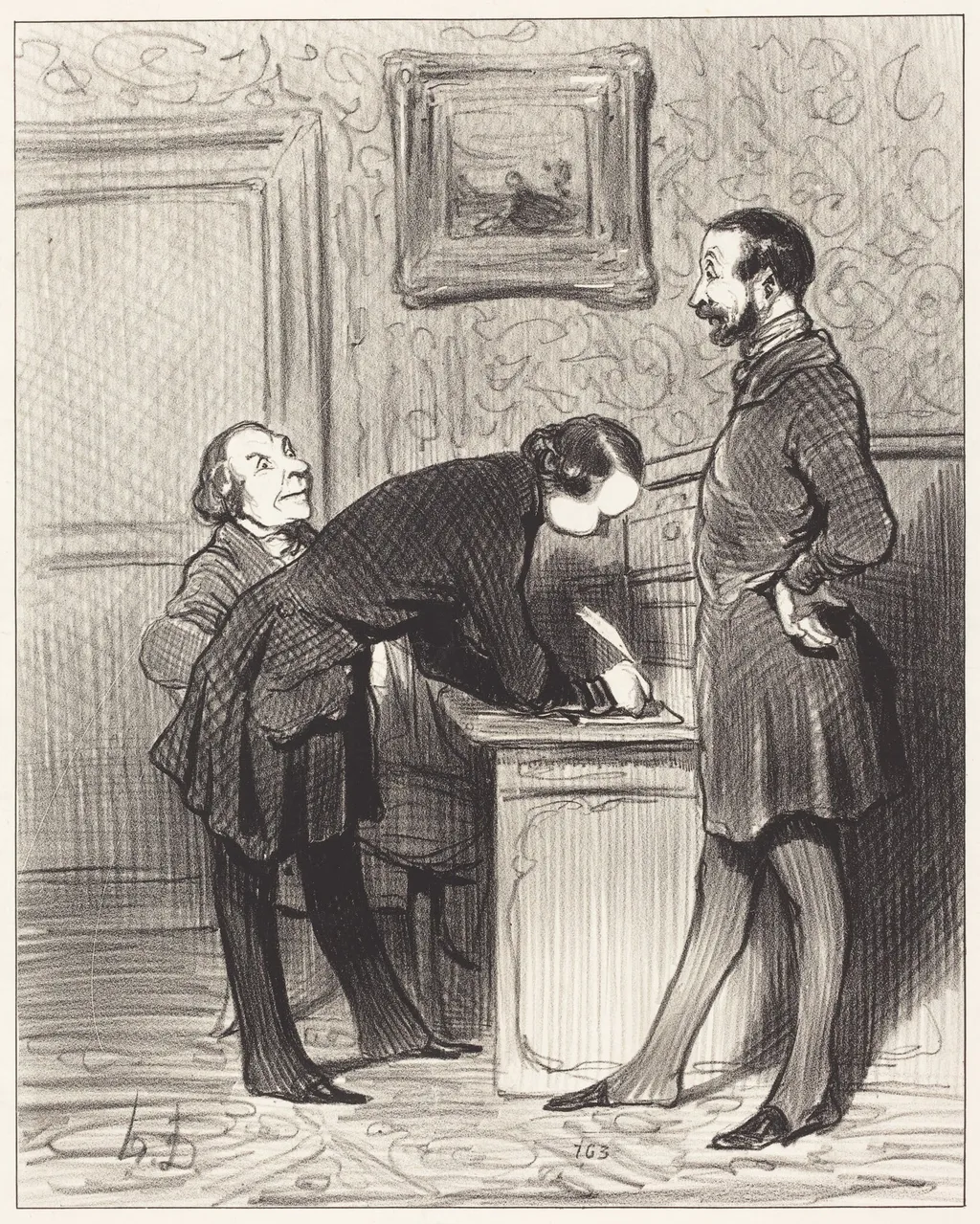C'est bien parce que c'est votre ami..., by Honoré Daumier, ink, 1845