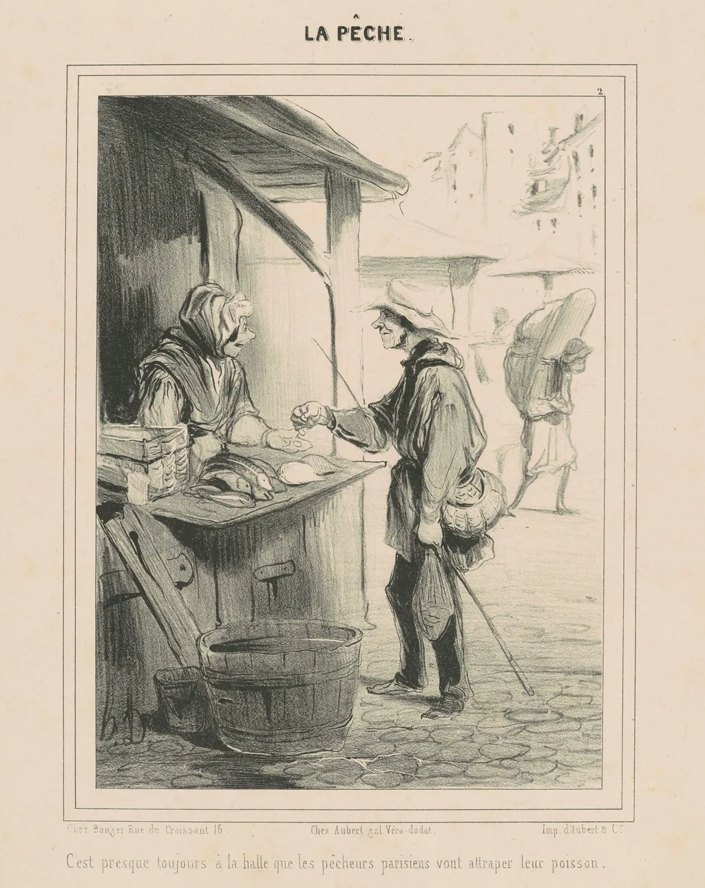 C'est pesque toujours a la halle ..., by Honoré Daumier, ink, 1840