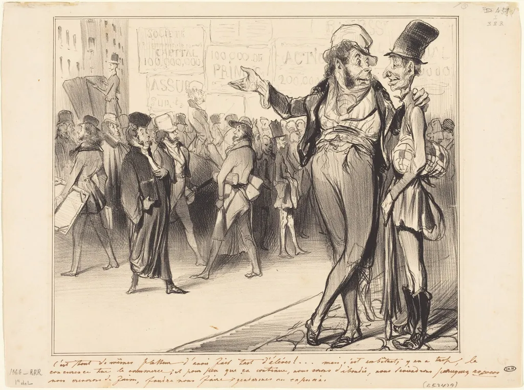 C'est tout de même flatteur d'avoir fait tant d'élèves!..., by Honoré Daumier, ink, 1838