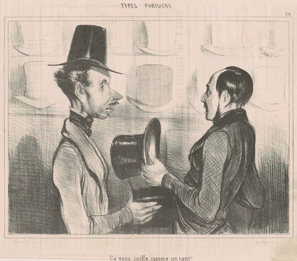 Ca vous coiffe comme un gant!, by Honoré Daumier, ink, 1839