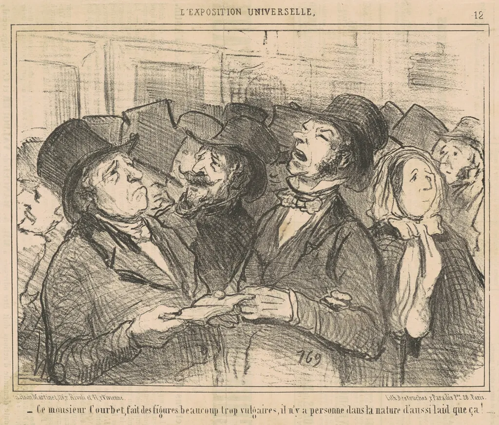 Ce Monsieur Courbet, fait des figures ... vulgaires ..., by Honoré Daumier, ink, 1855