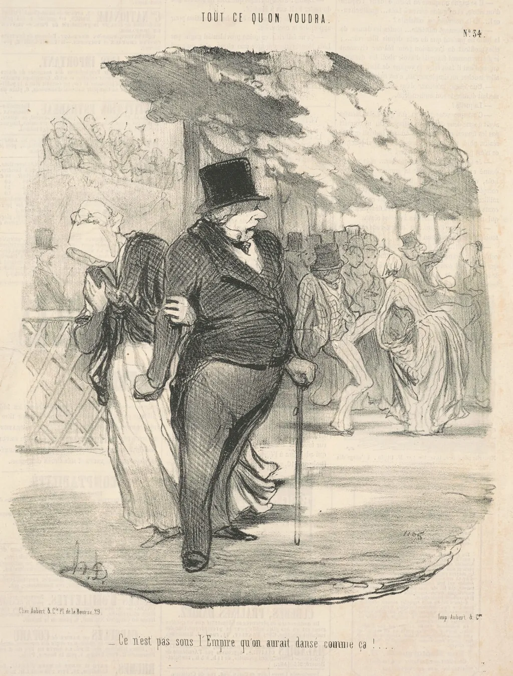 Ce n'est pas sous l"empire qu'on aurait dansé comme ca! ..., by Honoré Daumier, ink, 1849