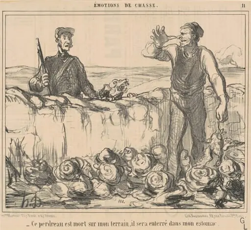 Ce perdreau est mort sur mon terrain ..., by Honoré Daumier