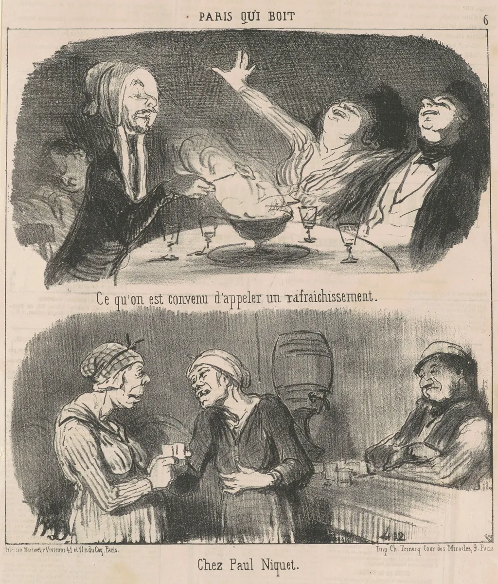 Ce qu'on est convenue d'appeler un rafraichissement, by Honoré Daumier, ink, 1852