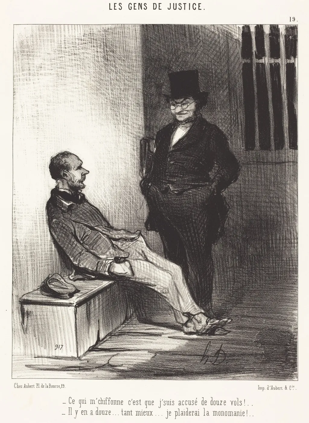 Ce qui m'chiffonne c'est... douze vols!..., by Honoré Daumier, ink, 1846