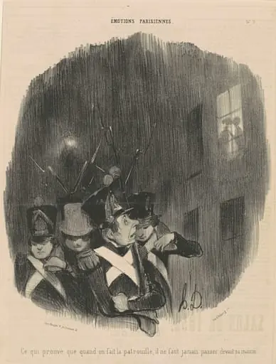 ce qui prouve que quand on fait...patrouille..., by Honoré Daumier