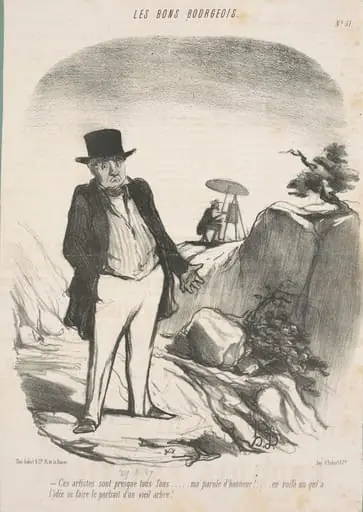 Ces artistes sont presque tous fous . . . Ma parole d'honneur! . . . En voilà un qui a l'idée de faire le portrait d'un vieil arbre!, by Honoré Daumier