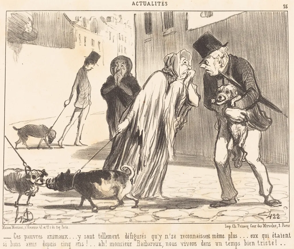 Ces pauvres animaux... n'se reconnaissent... plus..., by Honoré Daumier, ink, 1852