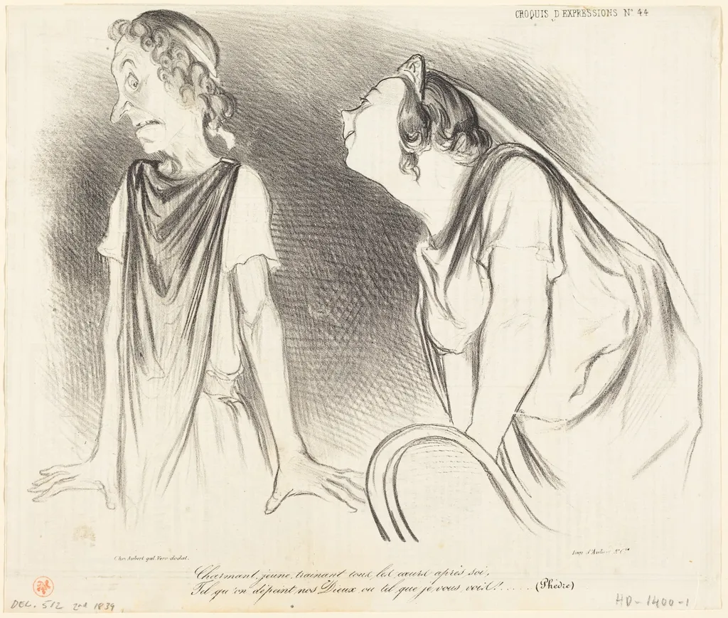 Charmant... trainant tous les coeurs après soi..., by Honoré Daumier, ink, 1839