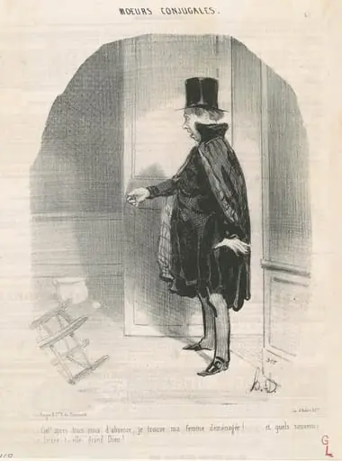 Ciel!...je trouve ma femme déménagée!, by Honoré Daumier