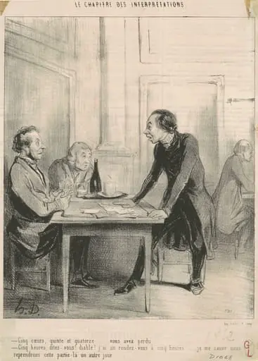 Cinq coeurs, quinte et quatorze ..., by Honoré Daumier