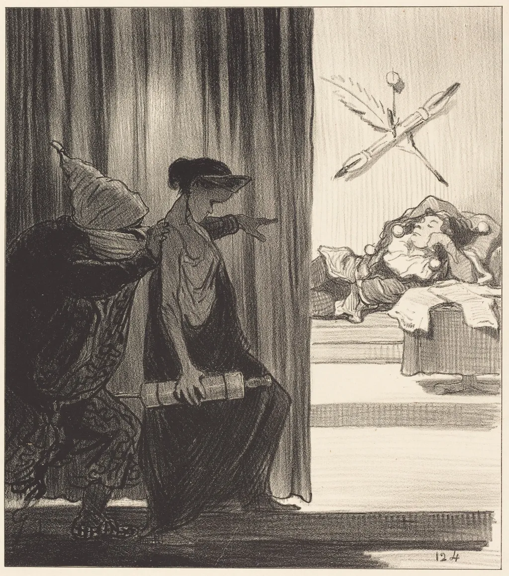 Clytemnestre poussée par mimi Véron..., by Honoré Daumier, ink, 1850