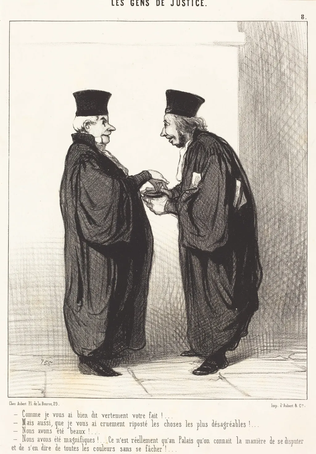 Comme je vous ai dit vertement votre fait!, by Honoré Daumier, ink, 1845