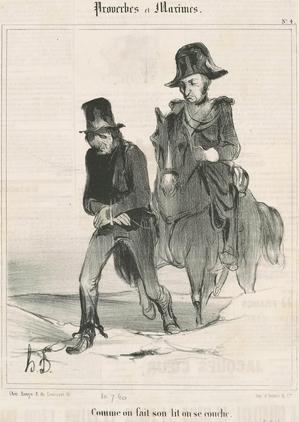 Comme on fait son lit on se couche, by Honoré Daumier, ink, 1840