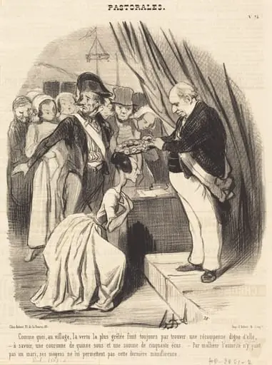 Comme quoi, au village, la vertu la plus grêlée..., by Honoré Daumier