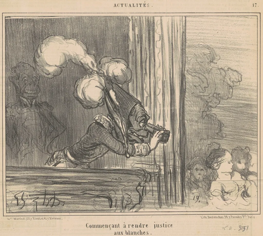 Commençant a rendre justice aux blanches, by Honoré Daumier, ink, 1859
