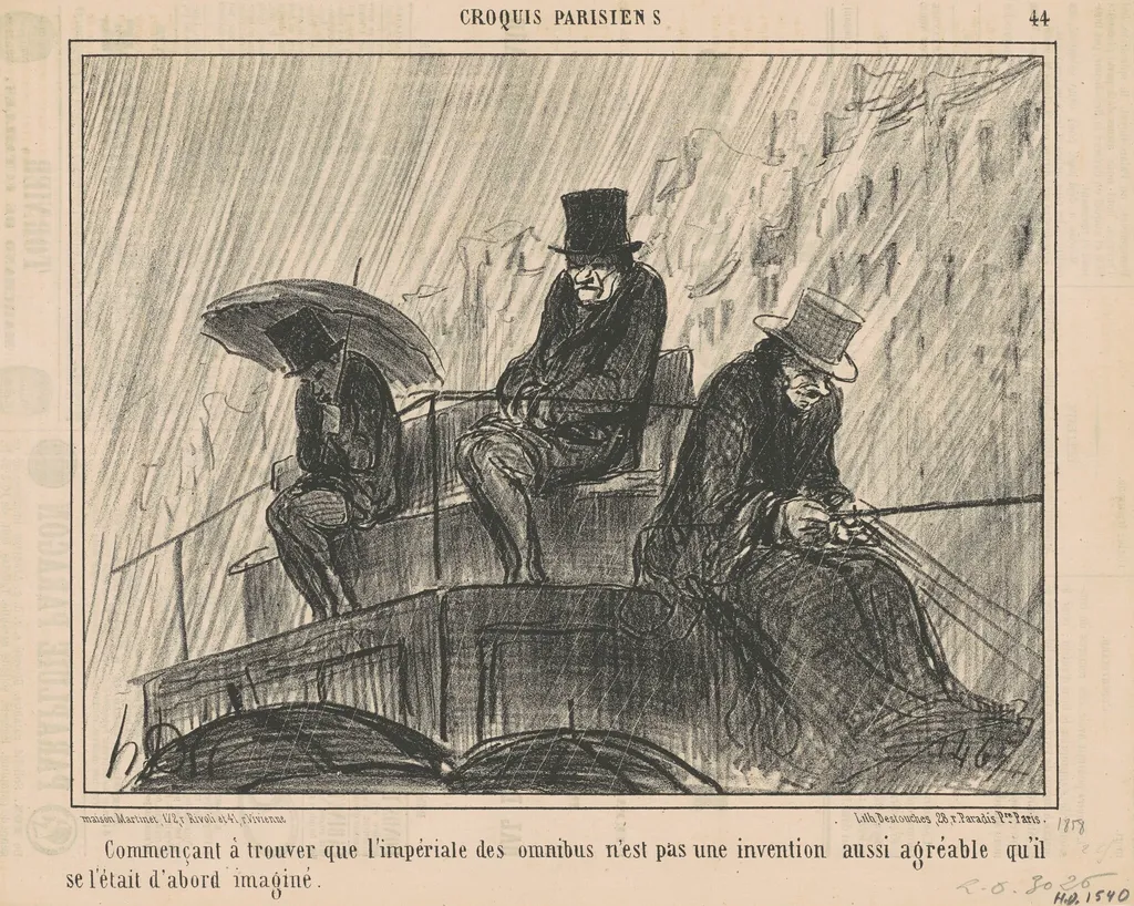 Commencant a trouver que l'impèriale ..., by Honoré Daumier, ink, 1858