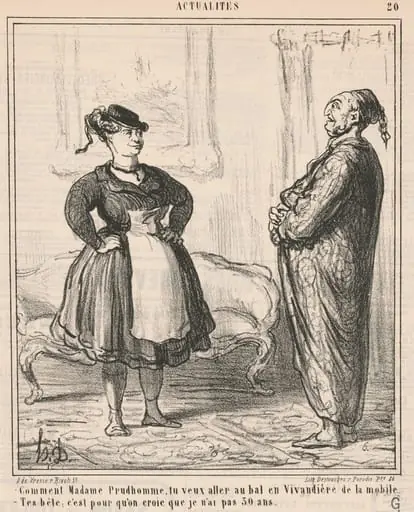 Comment Madame Prudhomme ... En vivandière ..., by Honoré Daumier