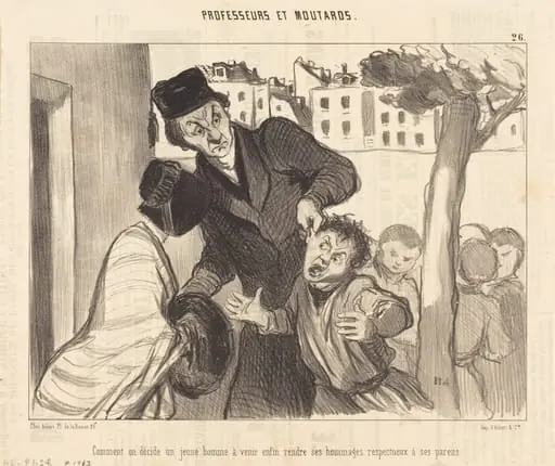 Comment on décide un jeune homme a venir..., by Honoré Daumier