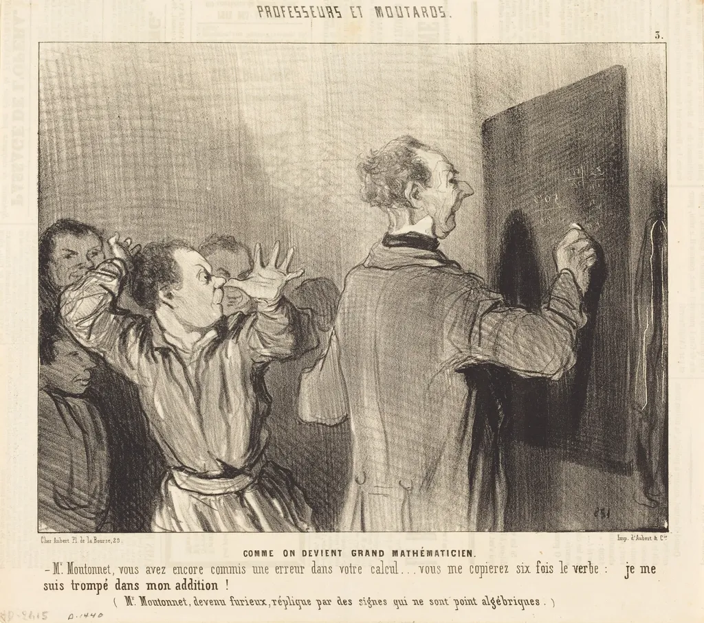 Comment on devient un grand mathématicien, by Honoré Daumier, ink, 1845