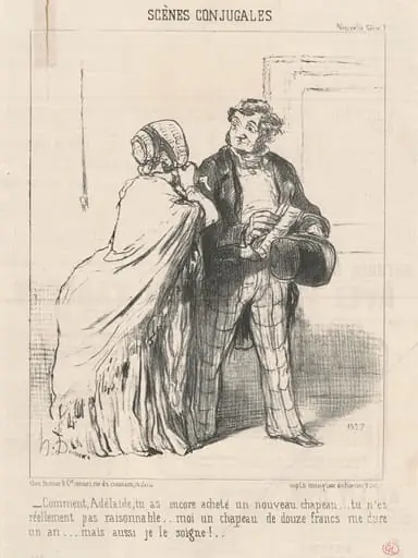 Comment ... tu as encore acheté un ... chapeau ..., by Honoré Daumier