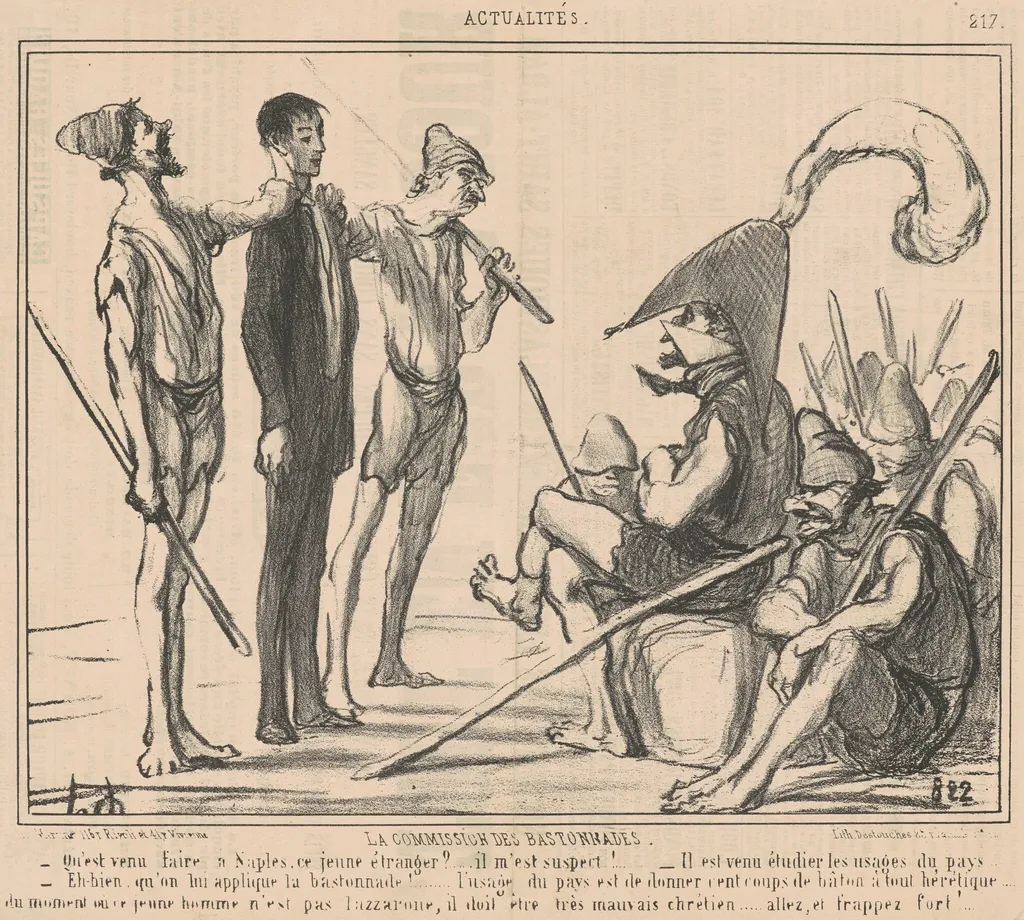 Commission des bastonnades, by Honoré Daumier, ink, 1855