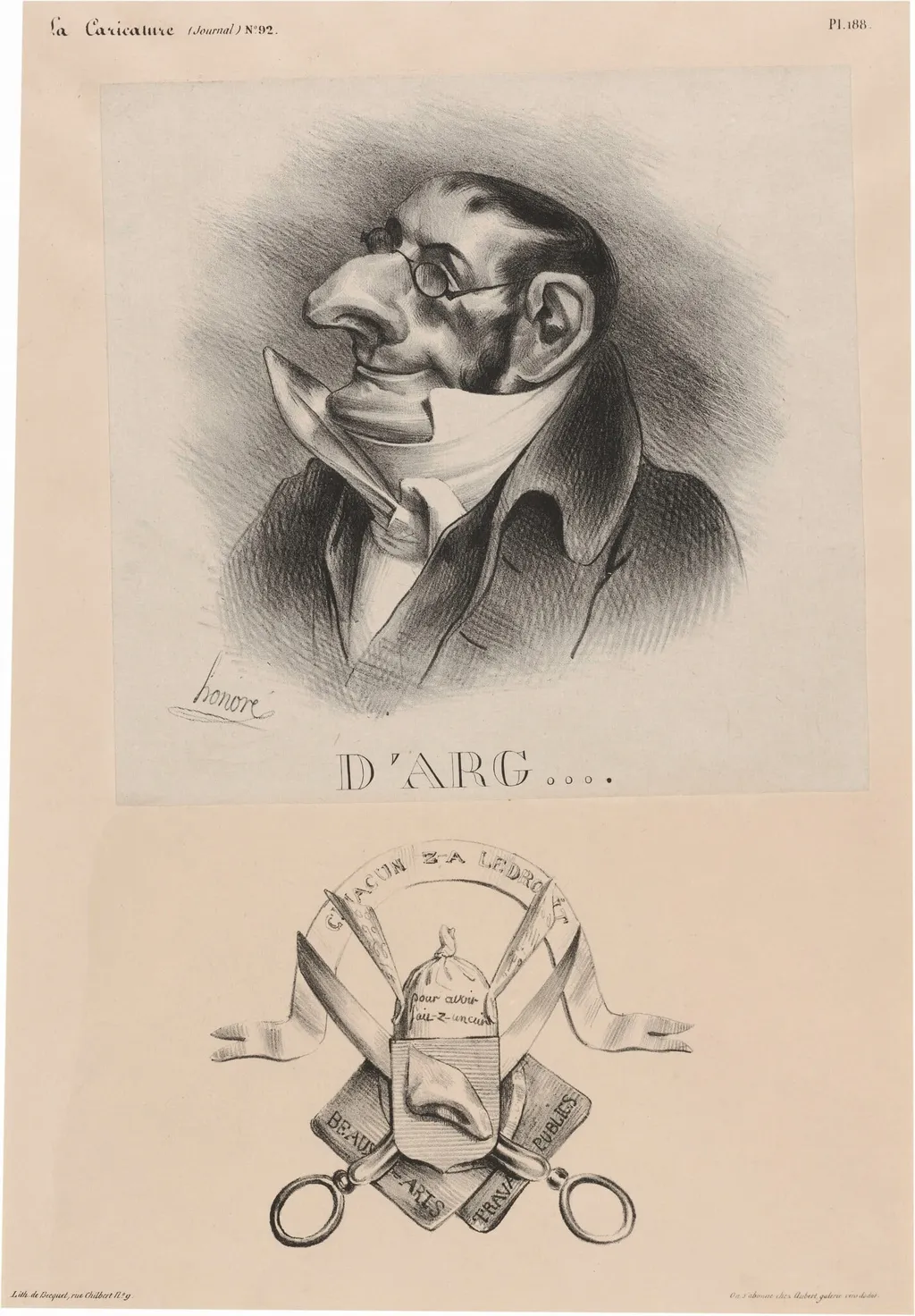 Comte d'Argout, by Honoré Daumier, ink, 1832