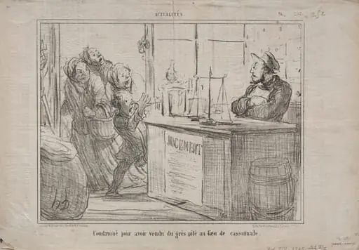 Convicted for having sold crushed sandstone instead of brown sugar, by Honoré Daumier