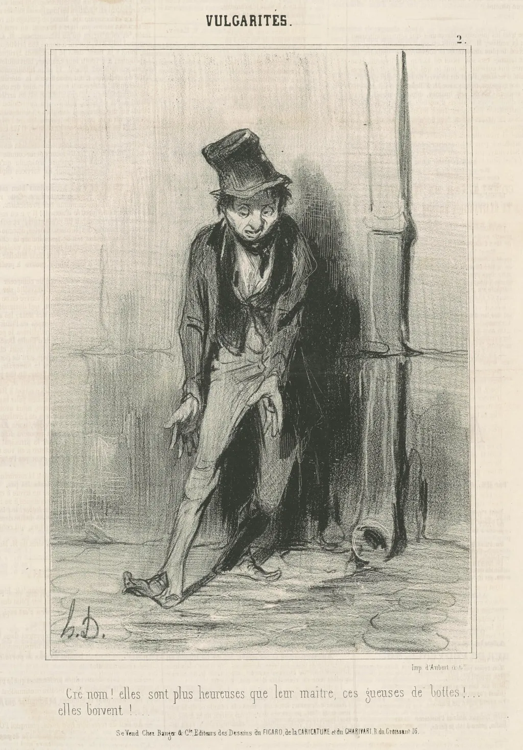 Cré nom: Elles sont plus heureuses ..., by Honoré Daumier, ink, 1841