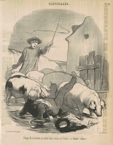 Danger de se trouver au milieu d'une course au clocher, by Honoré Daumier