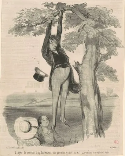 Danger de secouer trop fortement ... Un prunier, by Honoré Daumier