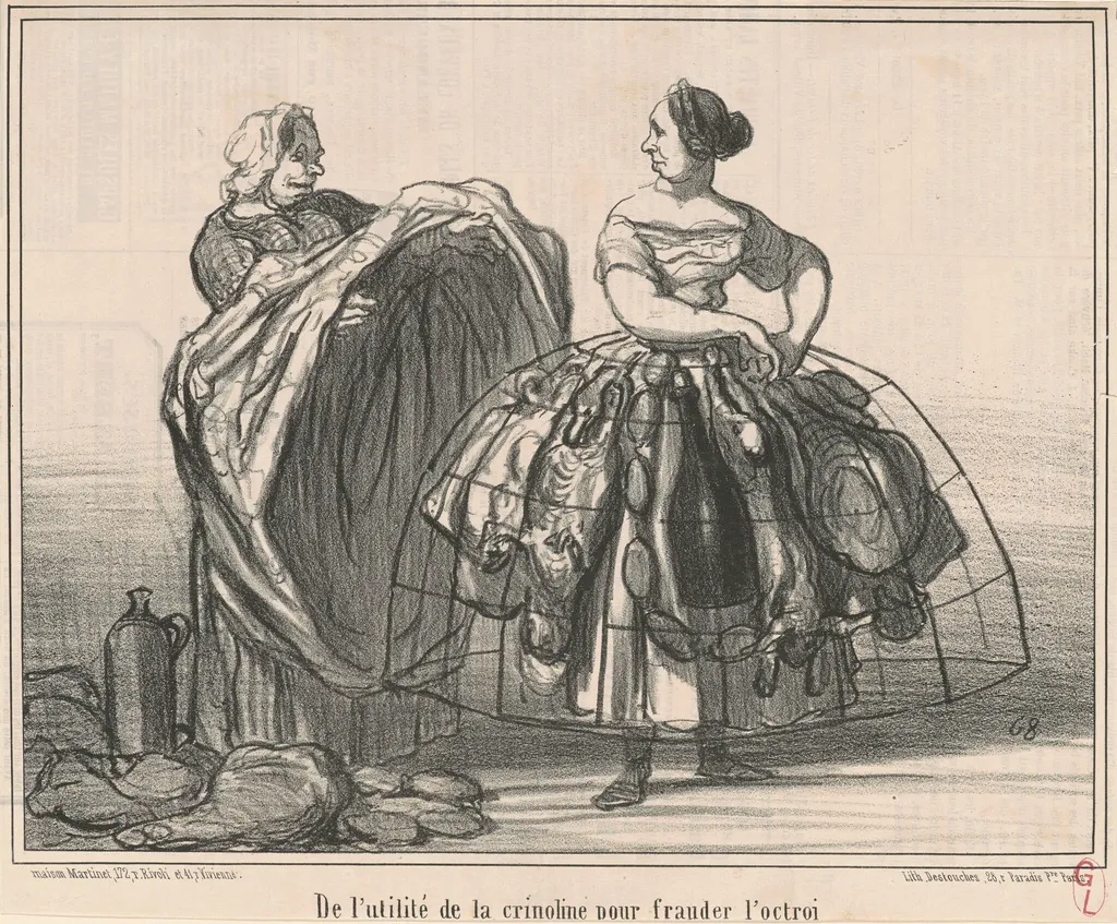 De l'utilité de la crinoline pour frauder l'octroi, by Honoré Daumier, ink, 1857
