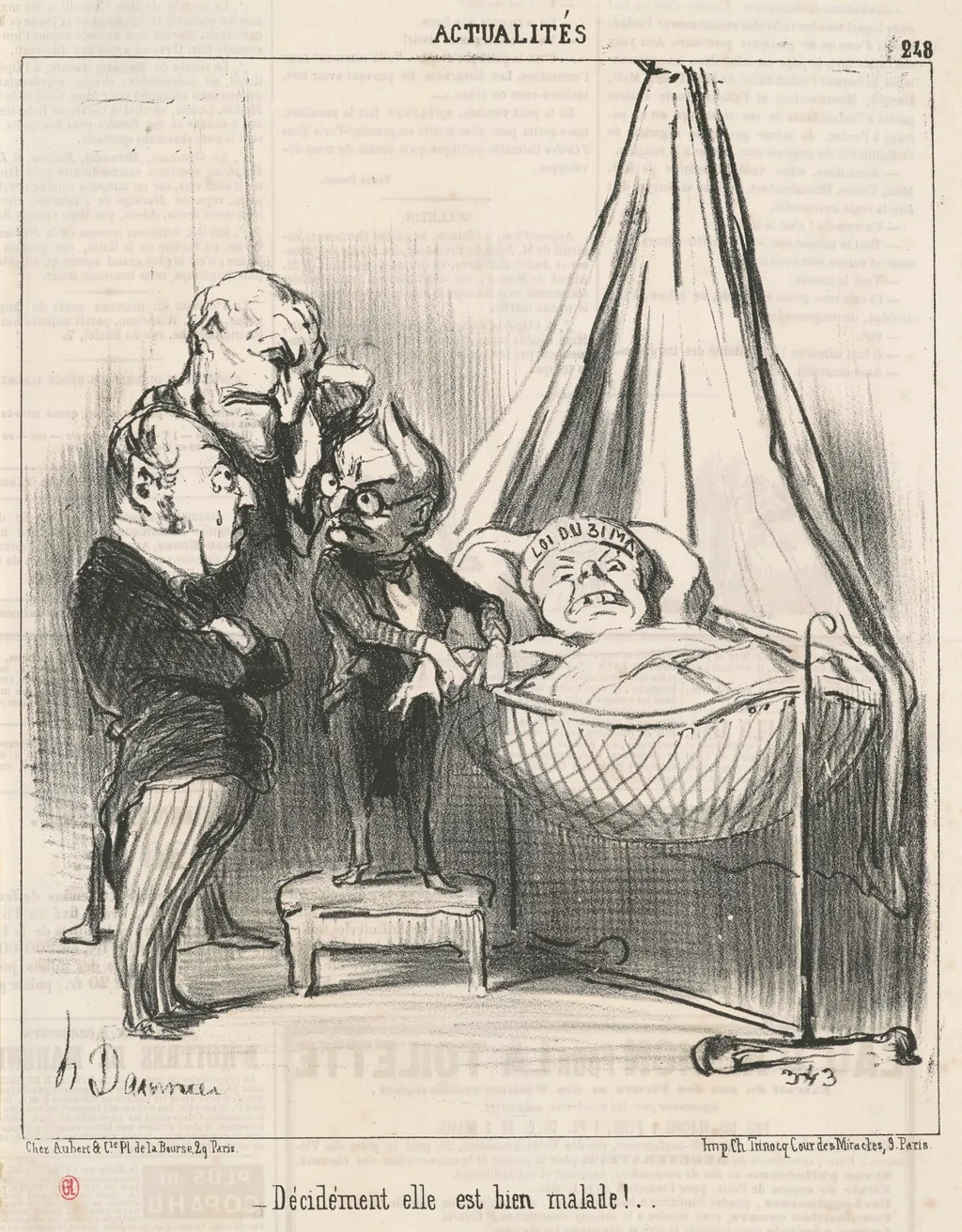 Décidément elle est bien malade!, by Honoré Daumier, ink, 1851