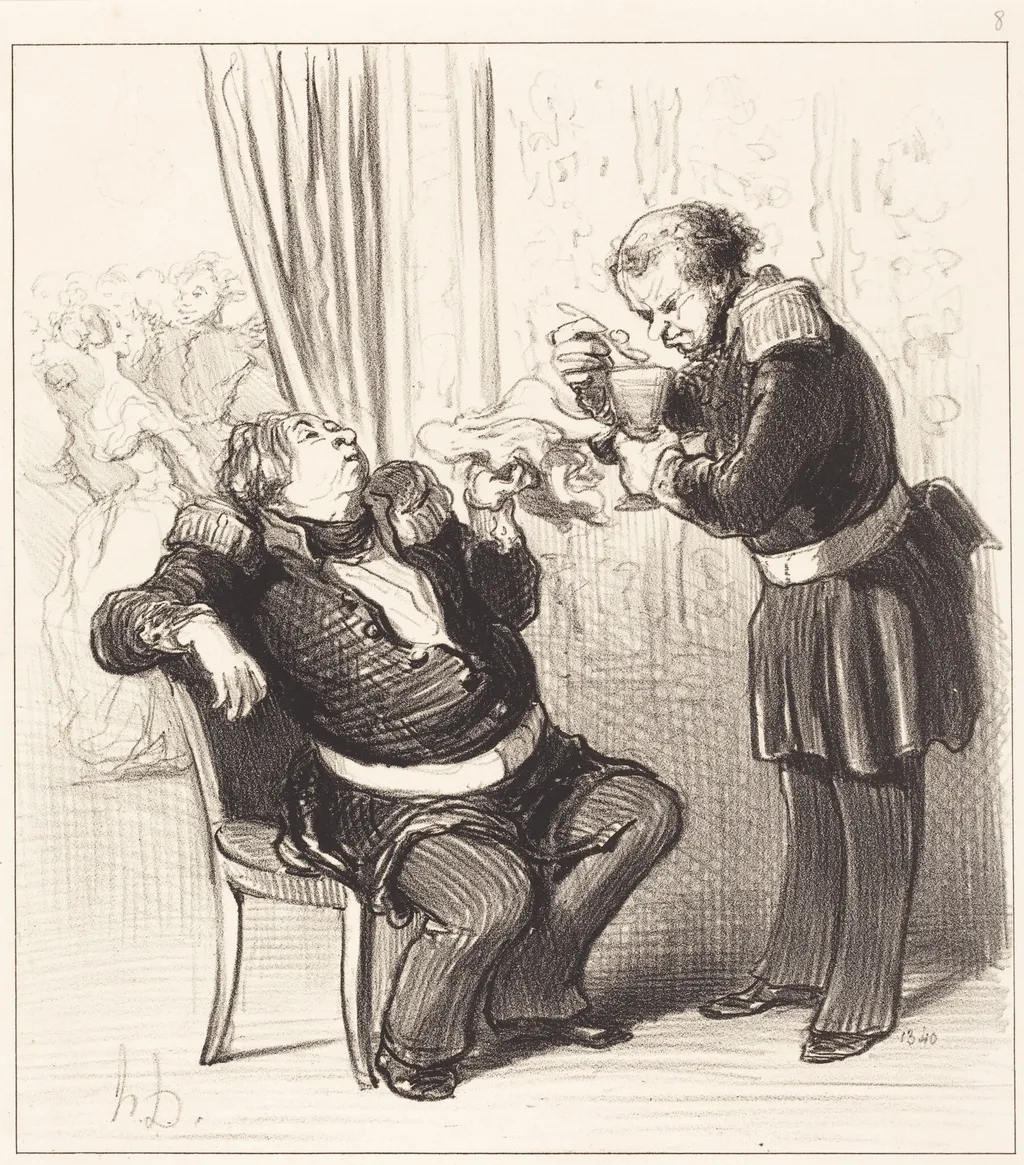 Décidément nous nous amusons trop, Guillochard!..., by Honoré Daumier, ink, 1849